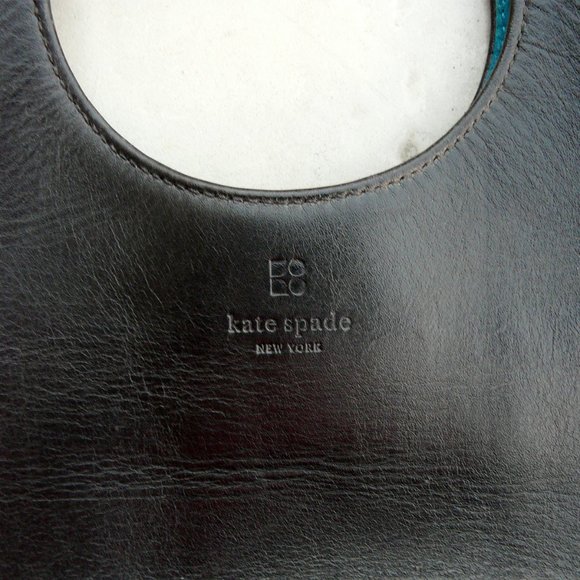 Vintage KATE SPADE black leather tote / handbag - Picture 4 of 9